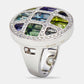 Original Cartier Pasha de Cartier Multi Gemstone 18k White Gold Cocktail Ring Size 53