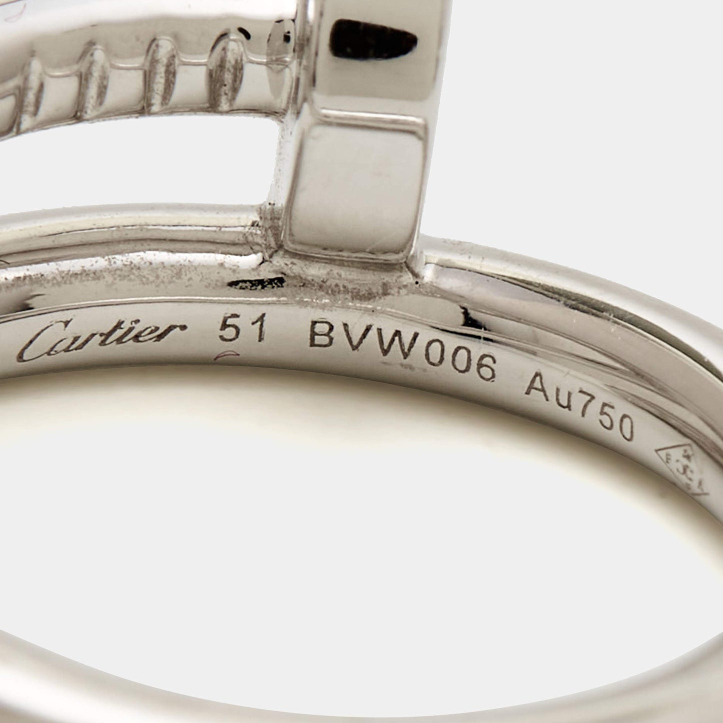 Original Cartier Juste un Clou 18K White Gold Ring Size 51