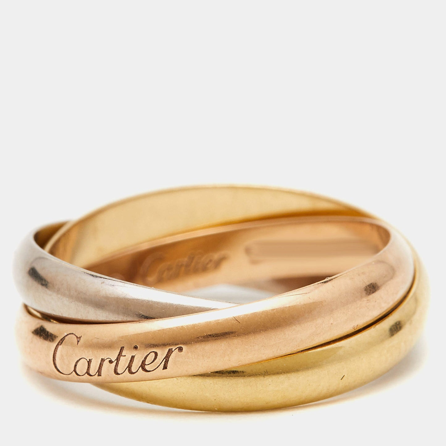 Original Cartier Trinity 18k Three Tone Gold Small Model Ring Size 51