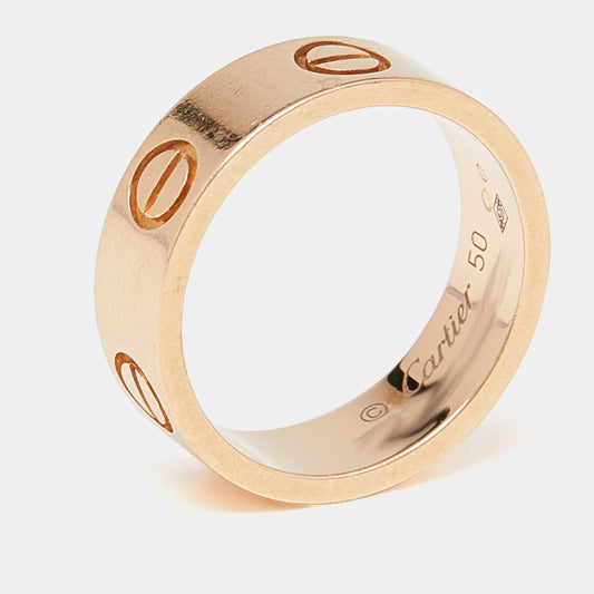 Original Cartier Love 18K Rose Gold Band Ring Size 50