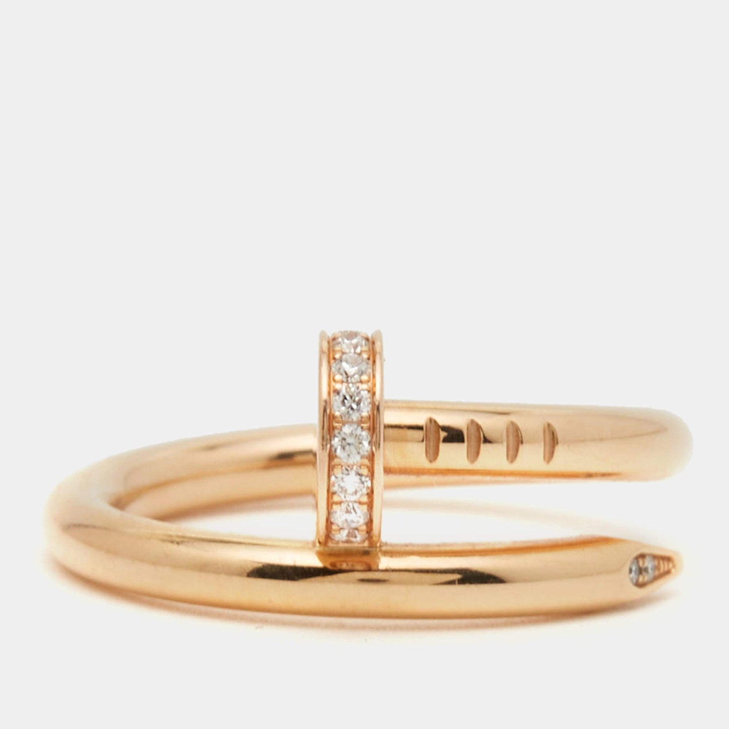 Original Cartier Juste Un Clou Diamond 18k Rose Gold Ring Size 55