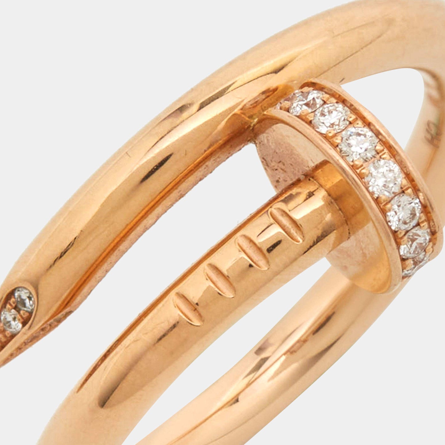 Original Cartier Juste Un Clou Diamond 18k Rose Gold Ring Size 55