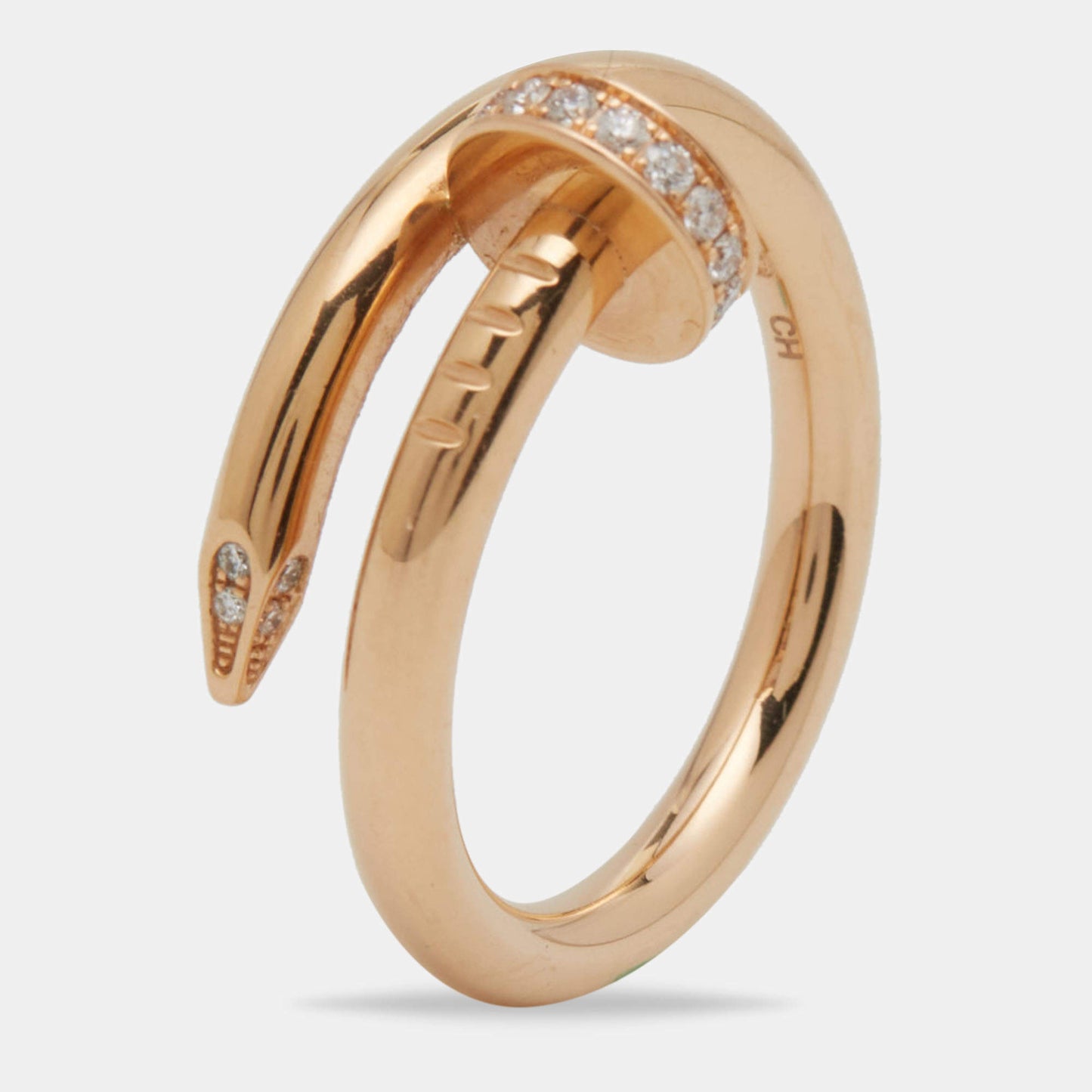 Original Cartier Juste Un Clou Diamond 18k Rose Gold Ring Size 55