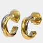 Original Cartier 18K Yellow, Rose, White Gold Trinity Hoop Earrings