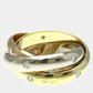 Original Cartier 18K Rose, White, Yellow Gold and Diamond Trinity Band Ring EU 49