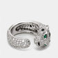 Original Cartier Panthere De Cartier Diamond Onyx Emerald 18K White Gold Cocktail Ring Size 48