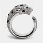 Original Cartier Panthere De Cartier Diamond Onyx Emerald 18K White Gold Cocktail Ring Size 48