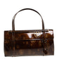 Original Cartier Brown Shine Leather Cabochon Flap Satchel