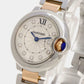 Original Cartier Silver Diamond 18k Rose Gold Stainless Steel Ballon Bleu Quartz Women's Wristwatch 28 mm