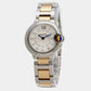 Original Cartier Silver Diamond 18k Rose Gold Stainless Steel Ballon Bleu Quartz Women's Wristwatch 28 mm