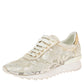 Original Casadei White/Gold Lace and Leather Trim Lace Up Sneakers Size 38