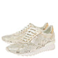 Original Casadei White/Gold Lace and Leather Trim Lace Up Sneakers Size 38