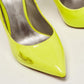 Original Casadei Neon Yellow Patent Leather Blade Pumps Size 38