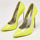 Original Casadei Neon Yellow Patent Leather Blade Pumps Size 38