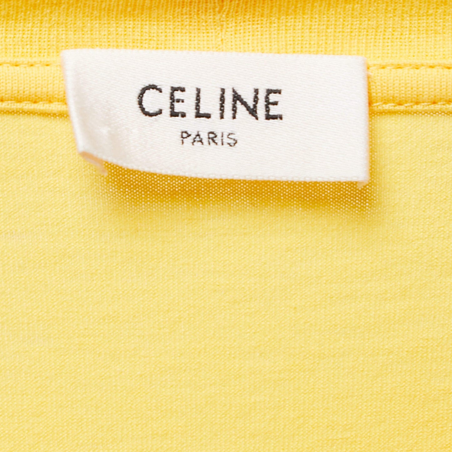 Original Celine Yellow Logo Printed Cotton Knit Oversized T-Shirt L