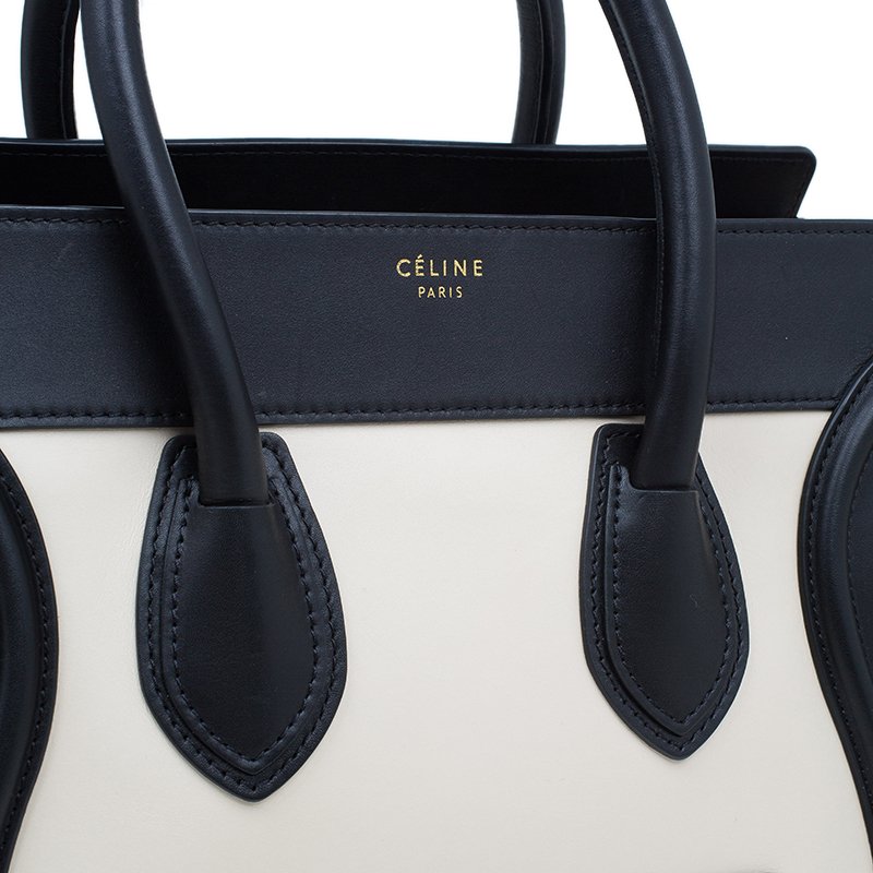 Original Celine Tri-Color Leather Mini Luggage Tote