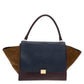 Original Celine Tri-Color Leather And Suede Large Trapeze Top Handle Bag