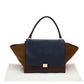 Original Celine Tri-Color Leather And Suede Large Trapeze Top Handle Bag