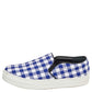 Original Céline White/Blue Check Canvas Slip On Sneakers Size 38