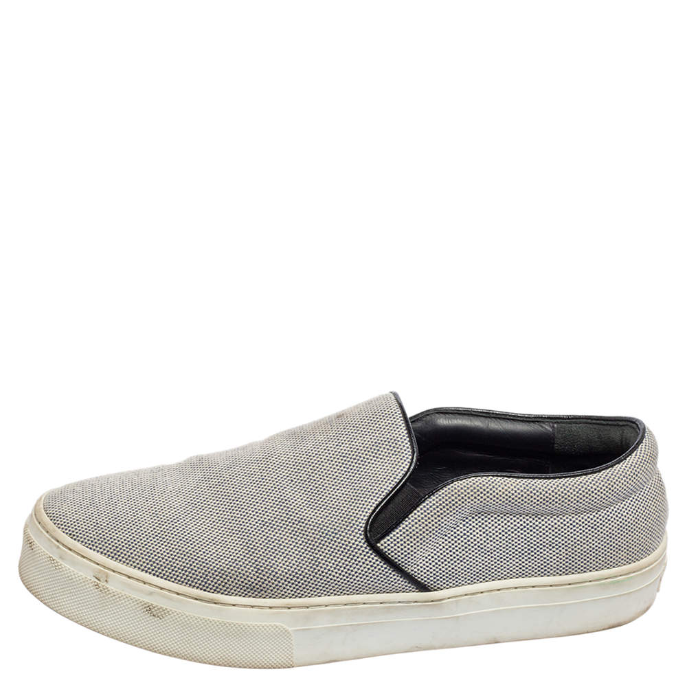 Original Celine Blue/White Canvas Slip-On Sneakers Size 39