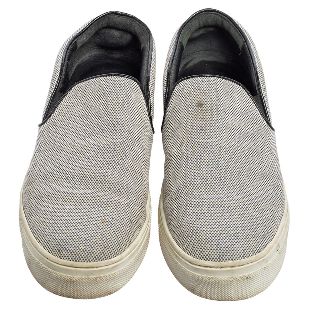 Original Celine Blue/White Canvas Slip-On Sneakers Size 39