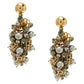 Original Carolina Herrera Faux Pearl & Crystal Cluster Gold Tone Dangle Earrings