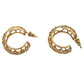 Original Carolina Herrera CH Open Cut Work Gold Tone Hoop Earrings