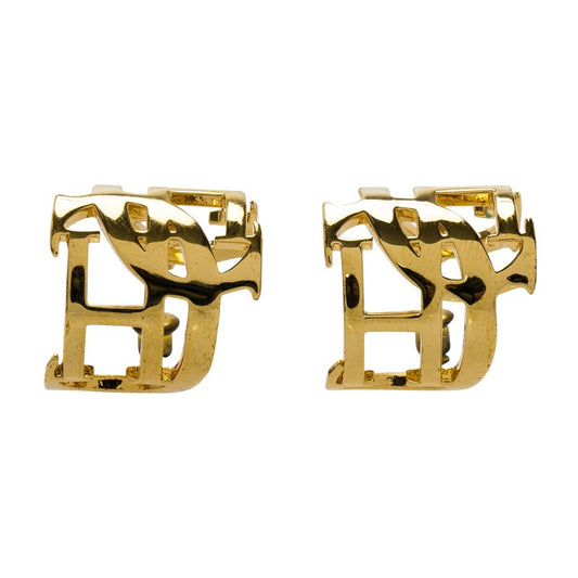 Original CH Carolina Herrera Logo Gold Tone Huggie Earrings