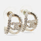 Original Chanel CC Crystal Silver Tone Huggie Earrings