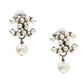 Original Chanel CC Faux Pearl Silver Tone Clip on Drop Earrings