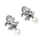 Original Chanel CC Faux Pearl Silver Tone Clip on Drop Earrings