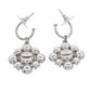 Original Chanel CC Floral Crystal Silver Tone Drop Earrings