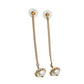 Original Chanel CC Star Faux Pearl Gold Tone Drop Earrings