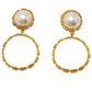 Original Chanel Faux Pearl Gold Tone Hoop Earrings