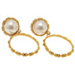 Original Chanel Faux Pearl Gold Tone Hoop Earrings