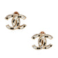 Original Chanel Gold Tone Baguette Crystal CC Clip On Stud Earrings