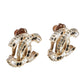 Original Chanel Gold Tone Baguette Crystal CC Clip On Stud Earrings