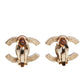 Original Chanel Gold Tone Baguette Crystal CC Clip On Stud Earrings