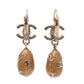 Original Chanel CC Pale Gold Tone Tear Drop Earrings