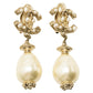 Original Chanel CC Pearl Drop Gold Tone Earrings