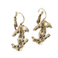 Original Chanel Gold Tone Gripoix & Crystal CC Drop Earrings