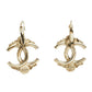 Original Chanel Gold Tone Gripoix & Crystal CC Drop Earrings