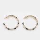 Original Chanel CC Faux Pearl Obsidian Crystals Gold Tone Hoop Earrings