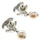 Original Chanel CC Medium Faux Pearl Silver Tone Drop Earrings