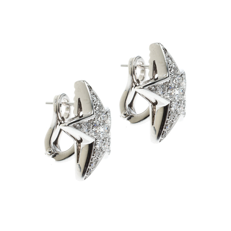 Original Chanel Comete Star Diamond 18k White Gold Stud Earrings