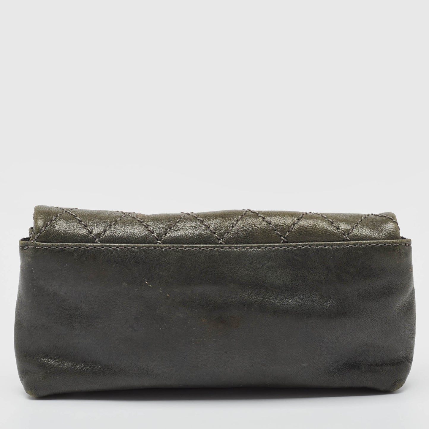 Original Chanel Grey Quilted Leather Mademoiselle Flap Clutch