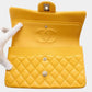 Original Chanel Yellow Caviar Leather Matelasse W Flap W Chain Shoulder bag Size 25