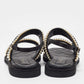 Original Chanel Black Satin Faux Pearl Embellished Flat Sandals Size 41