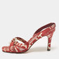 Original Chanel Red/White  Canvas Ankle Strap Sandals Size 38