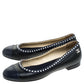 Original Chanel Black/Blue Leather Pearl Cap Toe Ballerina Flats Size 38.5